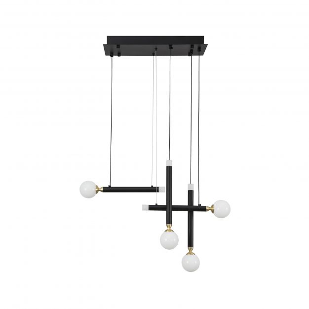 Nova Luce Cayo - hanglamp - 51 x 20 x 120 cm - 4 x 5W LED incl. - zwart