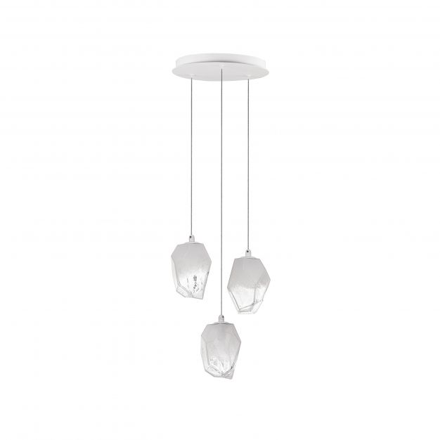 Nova Luce Ice - hanglamp - Ø 29 x 180 cm - wit en transparant