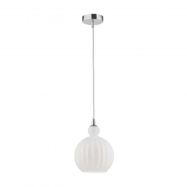 Nova Luce Odell - hanglamp - Ø 15 x 120 cm - opaal en chroom