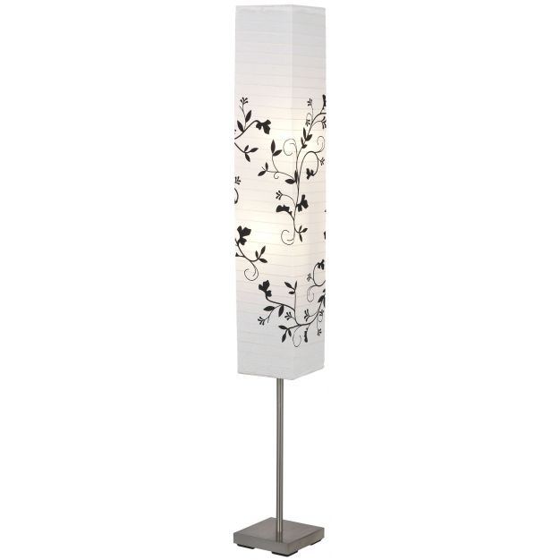 Brilliant Narvo - staanlamp - 145 cm - wit, satijn chroom, zwart