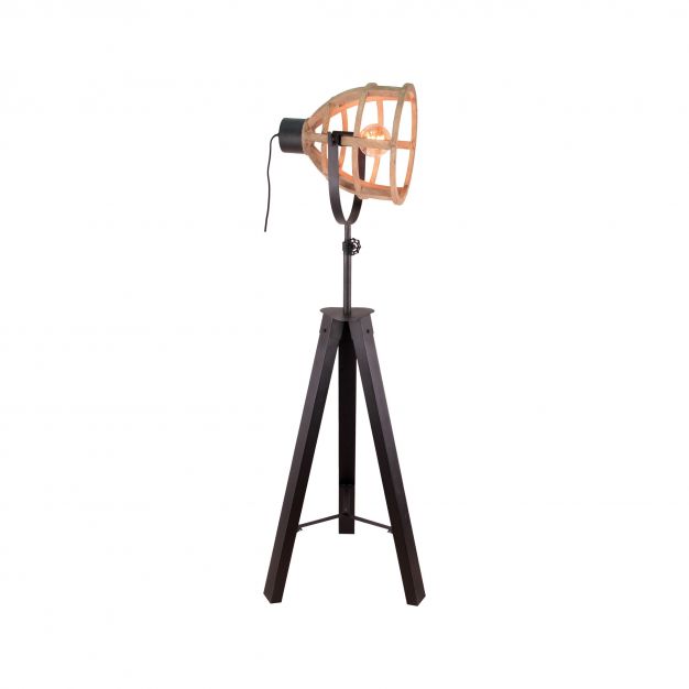 Brilliant Matrix Wood - staanlamp - Ø 60 x 173 cm - antiek hout en zwart korund