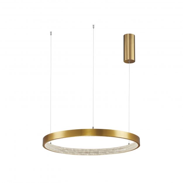 Nova Luce Preston - hanglamp - Ø 60 x 120 cm - 37W dimbare LED incl. - antiek goud messing
