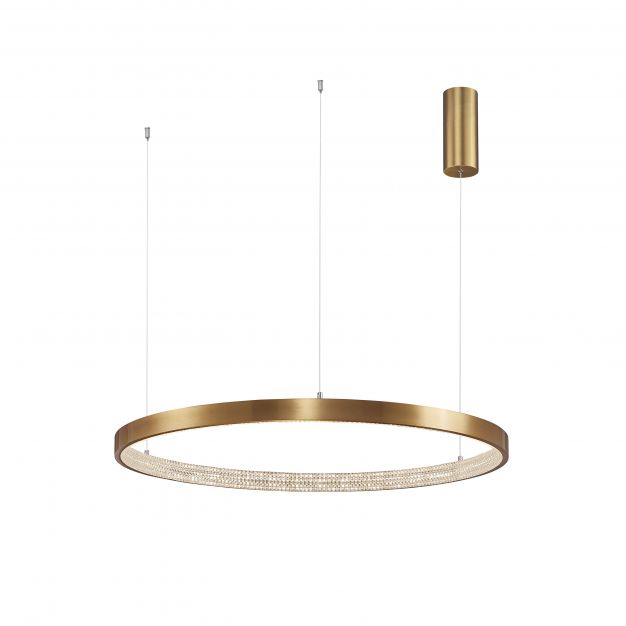 Nova Luce Preston - hanglamp - Ø 80 x 120 cm - 50W dimbare LED incl. - antiek goud messing