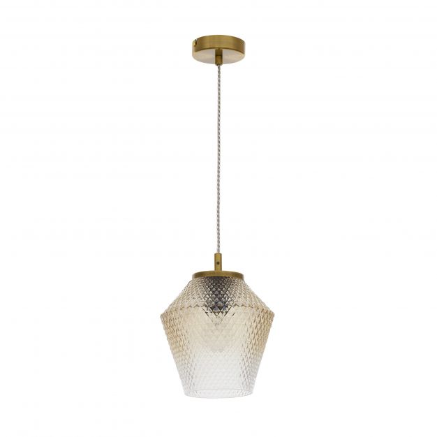 Nova Luce Magio - hanglamp - Ø 19,7 x 120 cm - cognac en messing goud