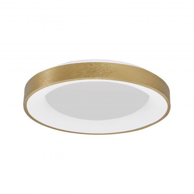 Nova Luce Rando Thin - plafondverlichting - Ø 60 x 9 cm - 50W dimbare LED incl. - geborsteld goud