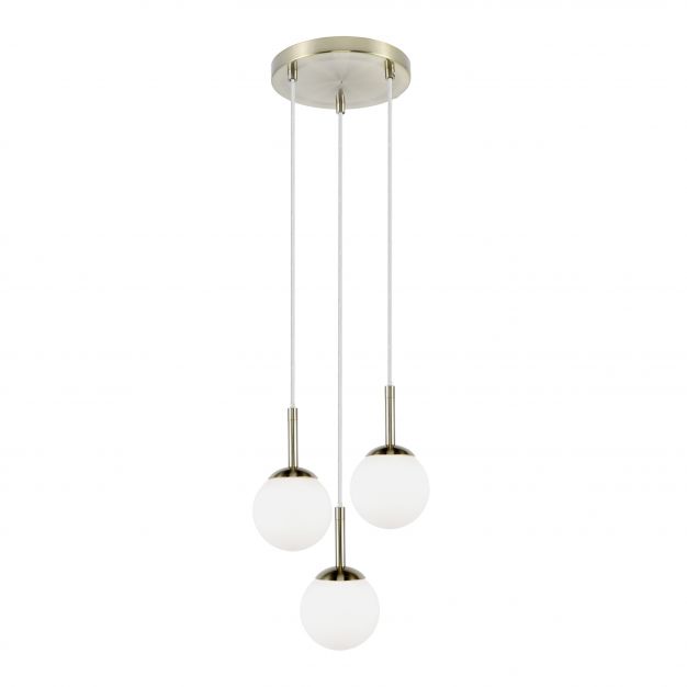 Brilliant Gitse - hanglamp - 19 x 19 x 102 cm - IP44 - messing / wit (laatste stuk!)