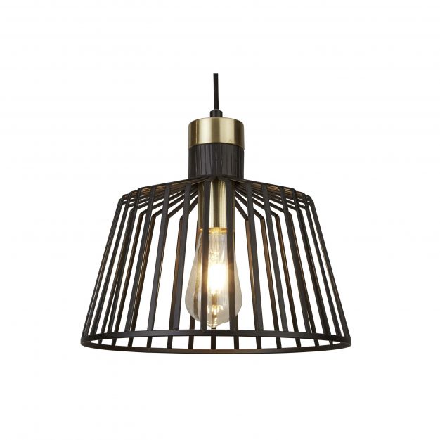 Searchlight Bird Cage - hanglamp - Ø 30 x 150 cm - mat zwart