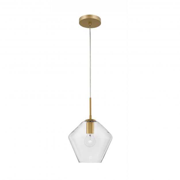 Nova Luce Prisma - hanglamp - Ø 23 x 122 cm - goud en transparant