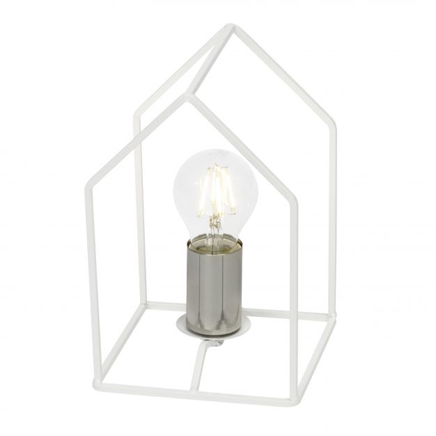 Brilliant Home - tafellamp - 23 cm - satijn chroom / wit
