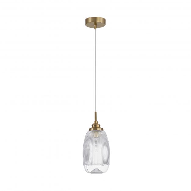 Nova Luce Mond - hanglamp - Ø 13 x 120 cm - satijn goud en transparant