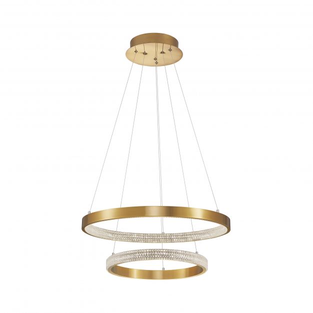 Nova Luce Preston - hanglamp - Ø 60 x 120 cm - 60W dimbare LED incl. - antiek goud messing