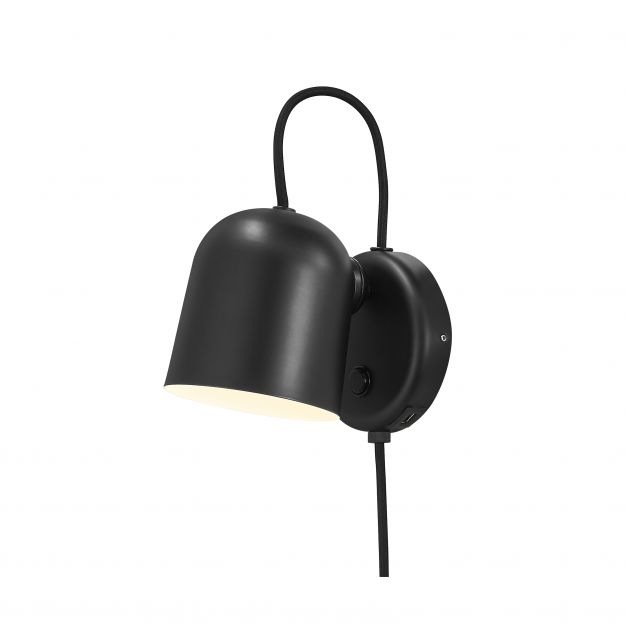 Design for the People Angle GU10 - wandverlichting met schakelaar en USB-poort- 11 x 17 x 19,1 cm - zwart