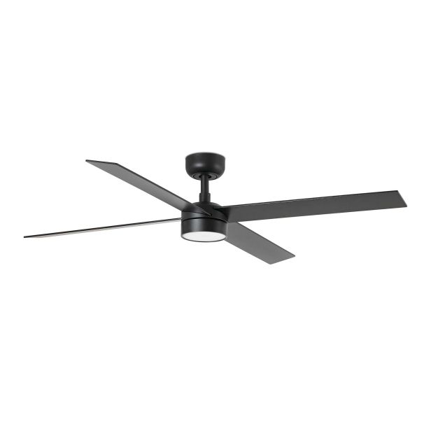 Faro Rudder L 4 - plafondventilator met licht en afstandsbediening - Ø 132 x 27,6 cm - mat zwart en donker walnoot