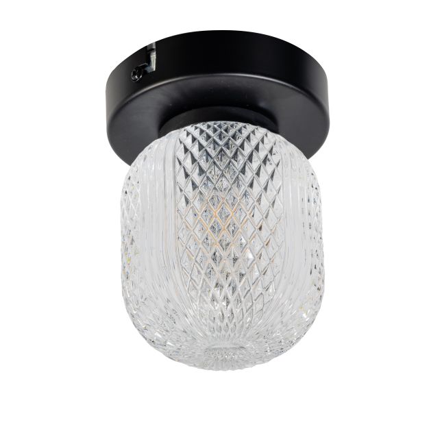 ETH Kristel - plafondlamp - Ø 12 x 15 cm - transparant en zwart