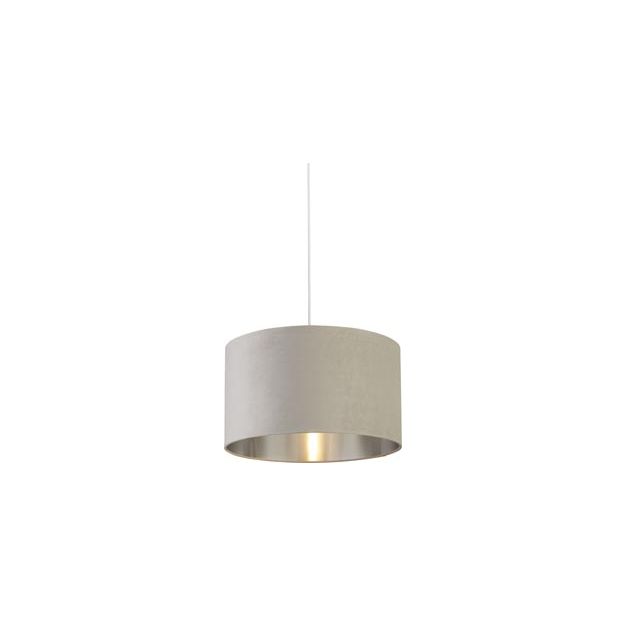 Searchlight Drum Shade - lampenkap - Ø 45 x 26 cm - lichtgrijs en geborsteld zilver