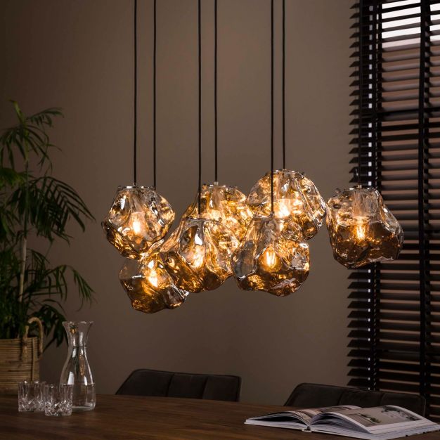 Vico Rock Chrome - hanglamp - 95 x 44 x 150 cm - chroom glas