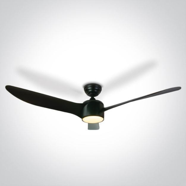 ONE Light Black Body - plafondventilator met licht en afstandsbediening - Ø 132 x 35 cm - 22W LED incl. - zwart