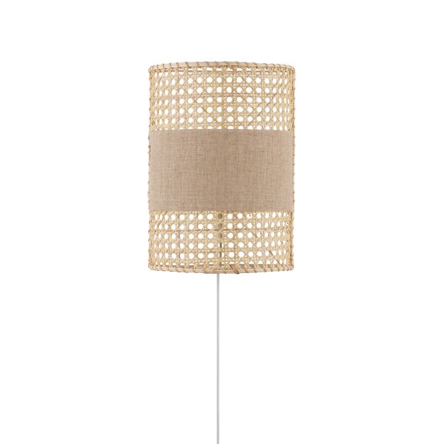 Nova Luce Lum - wandlamp - 20,5 x 29 x 11 cm - natuurlijk rotan, bruin en wit