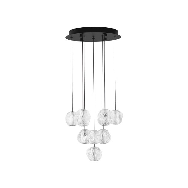 Nova Luce Ifos - hanglamp - Ø 40 x 220 cm - 48W dimbare LED incl. - zandzwart en chroomkleurig metaal