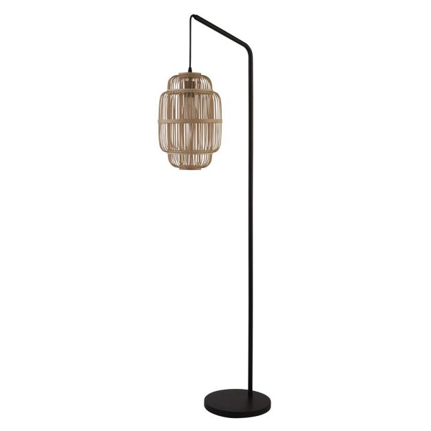 Searchlight Java - vloerlamp - 28 x 160 cm - zwart en lichtbruin