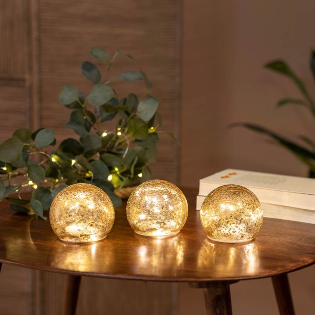 New Garden Lua - decoratieve set lichtballen - 3 stuks - Ø 10 cm - goud