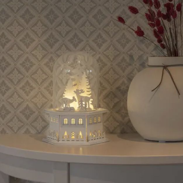 Konstsmide kerstverlichting - houten kersthuis - 18 x 18 x 23,5 cm - wit