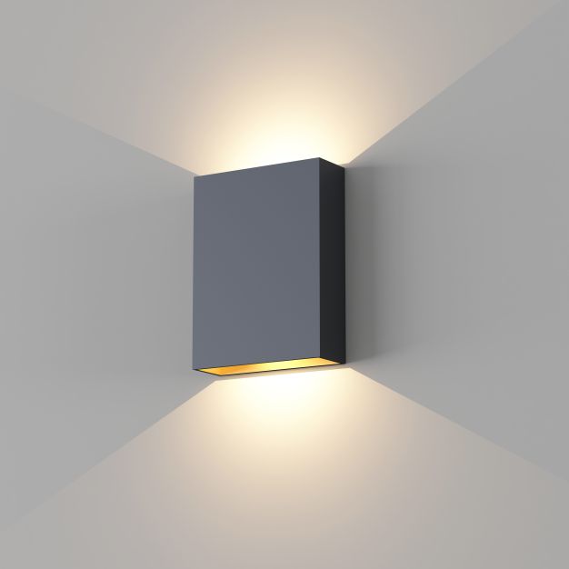 Artdelight Memphis - wandlamp - 4 x 12 x 16 cm - 6W dimbare LED incl. - IP65 - zwart en goud