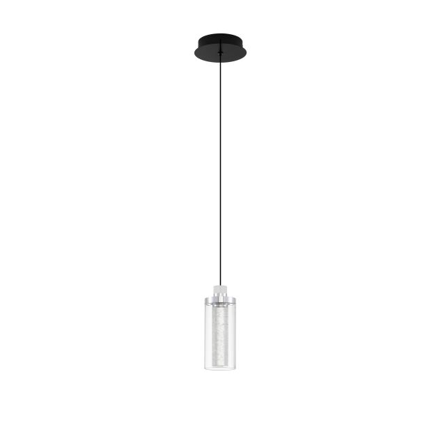 Nova Luce Lune - hanglamp - Ø 14 x 210 cm - 9W dimbare LED incl. - zandzwart en chroom