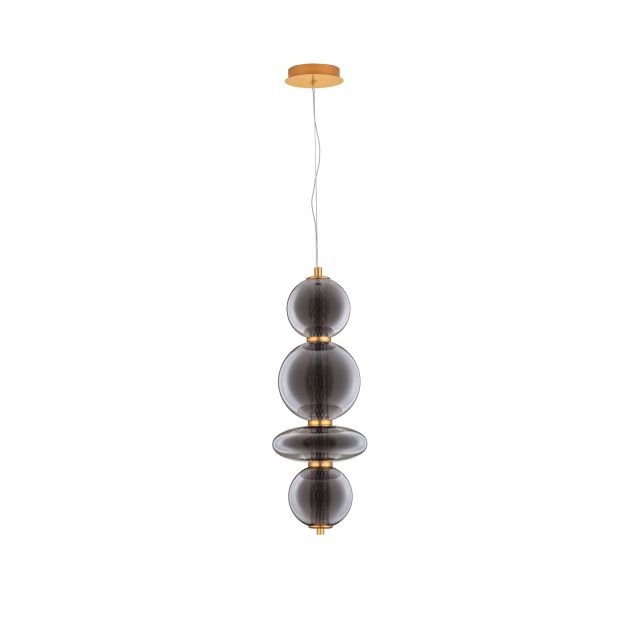 Nova Luce Navi - hanglamp - 17 x 22 x 200 cm - 20W LED incl. - messing goud en rookgrijs
