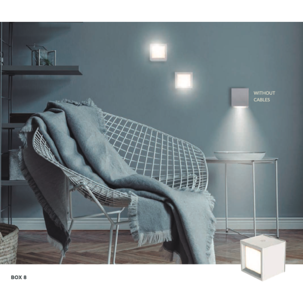 New Garden Box 8 - oplaadbare wand/plafondlamp - 7,5 x 7,5 x 7,5 cm - wit