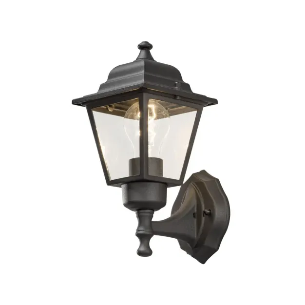 Konstsmide Budget Up - buiten wandlamp -  13,7 x 17,5 x 28,5 cm - IP23 - mat zwart en transparant