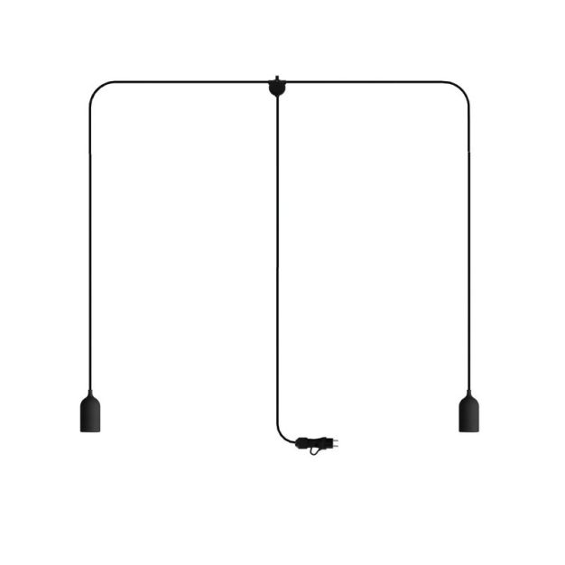 Creative Cables Eiva T-snake - draagbare lichtslinger -  1,8 meter totale lengte - 2 x Eiva E27 fitting met siliconen kabelhouder - IP65 - zwart
