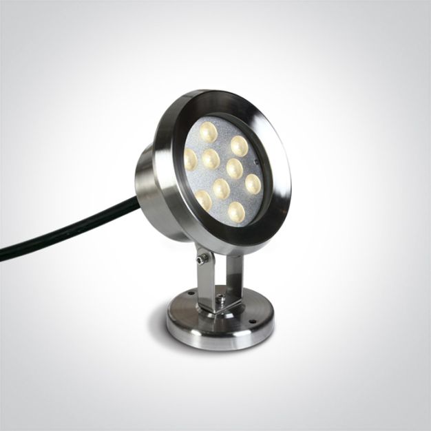 ONE Light LED Underwater Range - onderwater LED-spot - Ø 14,3 x 21 cm - 9 x 1W dimbare LED incl. - IP68 - chroom - warm witte lichtkleur