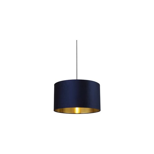 Searchlight Drum Shade - lampenkap - Ø 50 x 28 cm - marineblauw en geborsteld goud