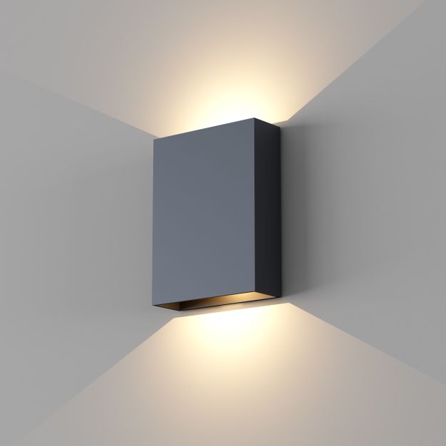 Artdelight Memphis - wandlamp - 4 x 12 x 16 cm - 6W dimbare LED incl. - IP65 - zwart