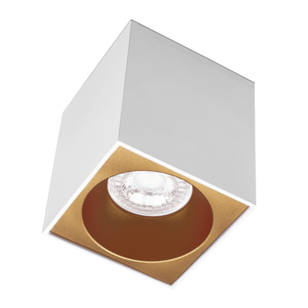 Century Italia Essenza Cube - opbouwspot 1L - 9,6 x 9,6 x 10,2 cm - goud en wit