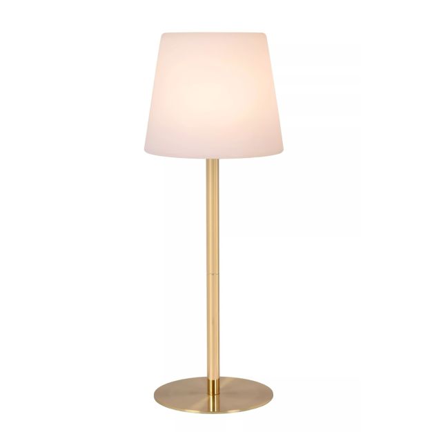 Lucide Tyon - oplaadbare tafellamp - Ø 15 x 41 cm - 2W dimbare LED incl. - IP65 - goud