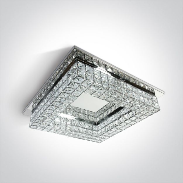 ONE Light Glass Stone Series - plafondverlichting - 42 x 42 x 10,5 cm - 24W LED incl. - chroom
