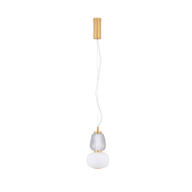 Nova Luce Movil - hanglamp - Ø 17 x 120 cm - 18W dimbare LED incl. - goud, helder en opaal