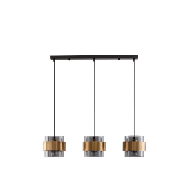 Nova Luce Sianna - hanglamp - 82 x 18 x 140 cm - gerookt en goud