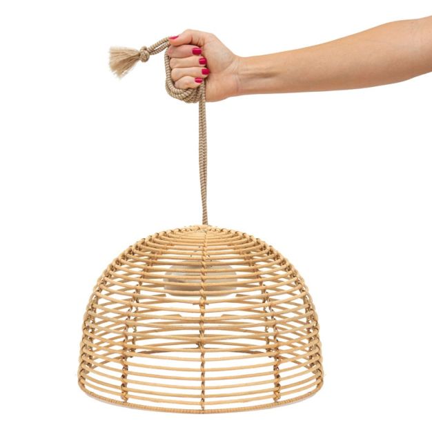New Garden Bossa - buiten hanglamp met oplaadbare lichtbron en afstandsbediening - 9W LED incl. - Ø 35 x 22 x 300 cm - IP54 - rotan