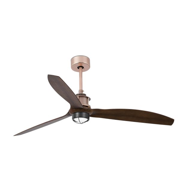 Faro Justfan - plafondventilator met licht en afstandsbediening - Ø 128 cm - 17W LED incl. - donkerbruin en koper