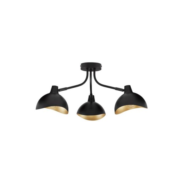 Nova Luce Geti - plafondlamp - Ø 15 x 12 cm - mat zwart en goud