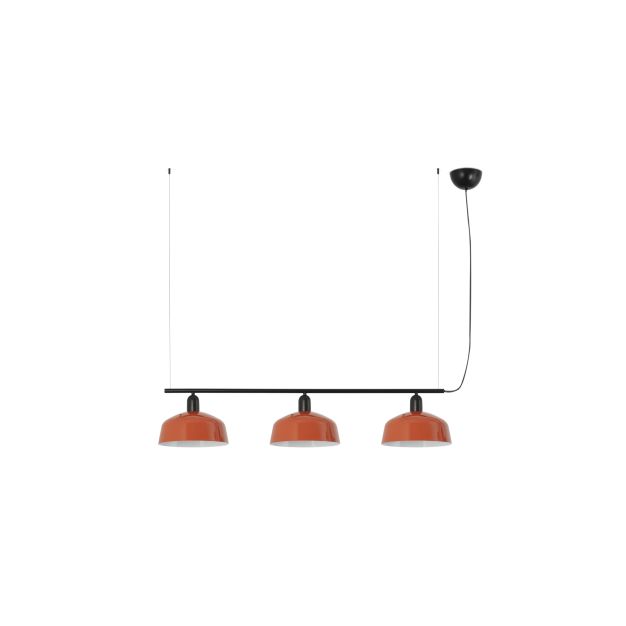 Faro Tatawin M - hanglamp - 100 x 25 x 210 cm - satijnzwart en glansroodachtigoranje