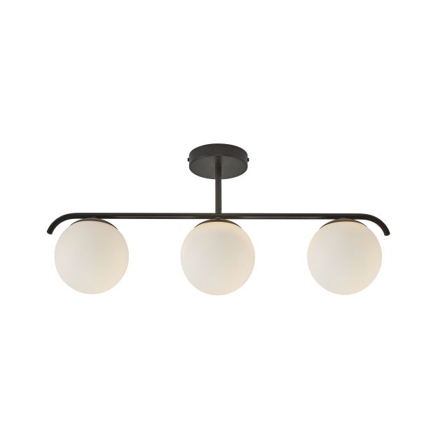 Nordlux Grant - plafondverlichting - 69,3 x 14,5 x 29,23 cm - zwart en opaal wit