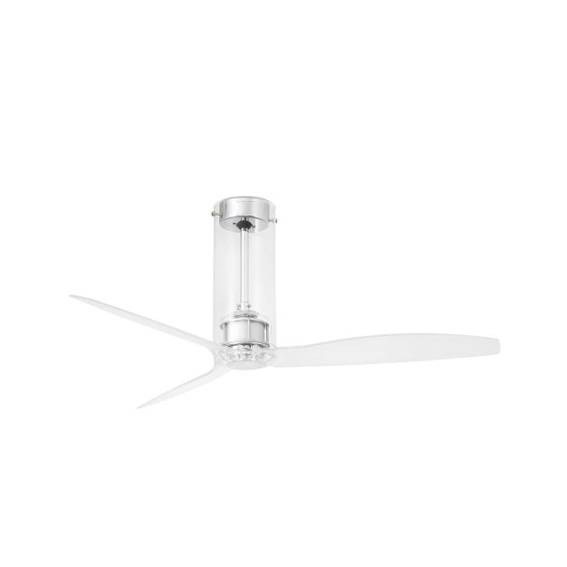 Faro Tube - plafondventilator met afstandsbediening - Ø 128 cm - chroom en transparant