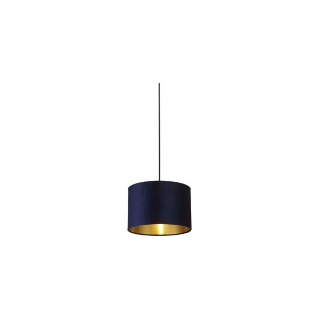 Searchlight Drum Shade - lampenkap - Ø 30 x 20 cm - marineblauw en geborsteld goud