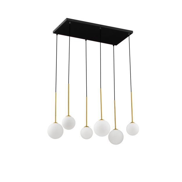 Nova Luce Savoy - hanglamp - 77 x 163 x 34 cm - satijn goud, mat zwart en wit opaal