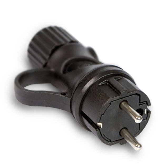 Creative Cables Schuko Eiva - stekker met ring - 6,2 x 4,2 x 9,6 cm - 230V - IP44 - zwart