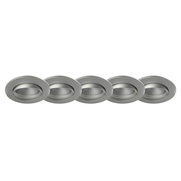 Nordlux Apollo - set van 5 - 4,8W LED incl. - Ø 85 mm, Ø 72 mm inbouwmaat - IP23 - witte lichtkleur - geborstelde nikkel